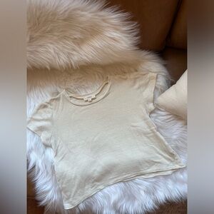 Ozma Cropped Lou Tee, Regen Silk Noil Jersey XS in Natural